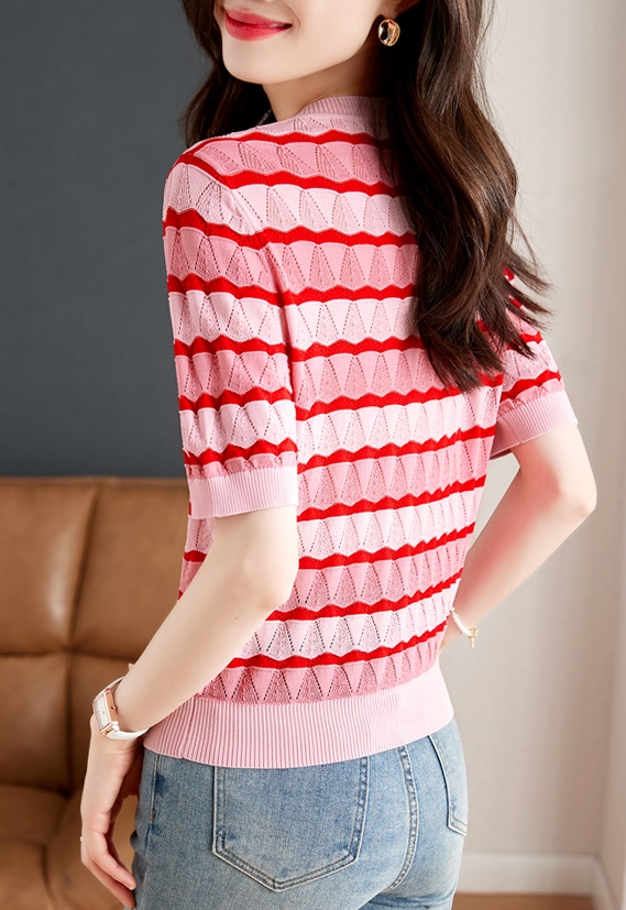 Colors thin short sleeve tops summer hollow sweater