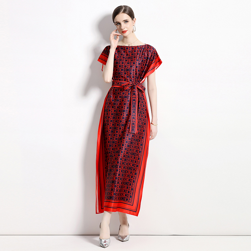 European style loose with belt all-match fashion dress