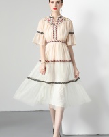 Summer splice gauze big skirt national style chiffon dress