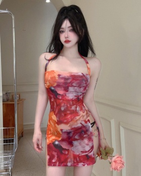 Printing summer sexy fashion split dress for women