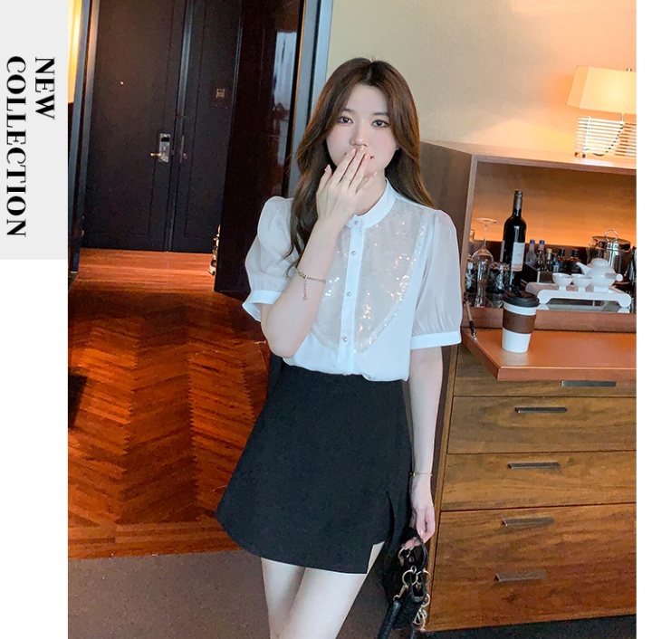 Korean style short sleeve tops summer all-match shirt for women