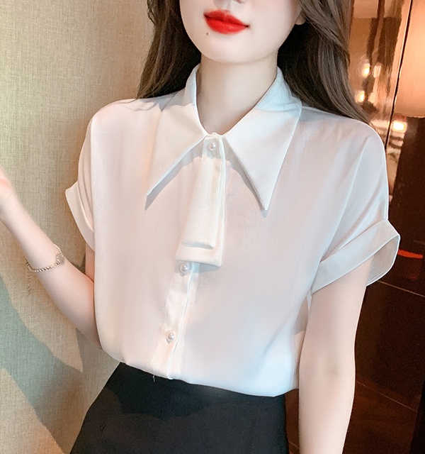 All-match satin shirt Korean style tops for women