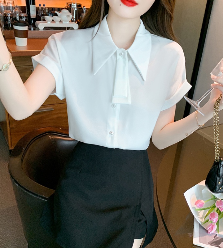 All-match satin shirt Korean style tops for women