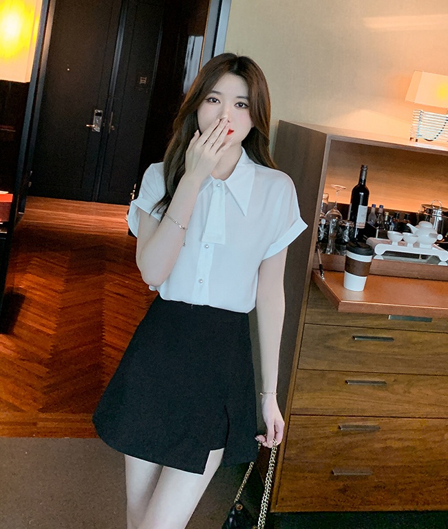 All-match satin shirt Korean style tops for women