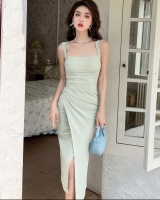Sling sleeveless long dress split dress for women