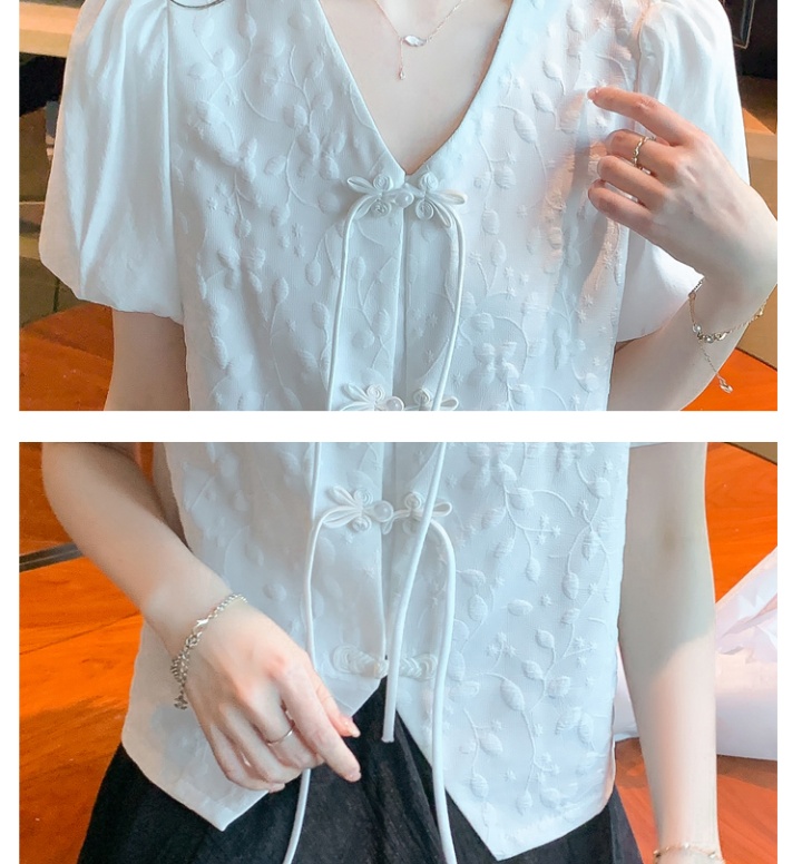Summer short sleeve shirt Chinese style tops for women