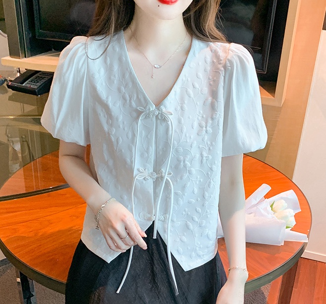 Summer short sleeve shirt Chinese style tops for women