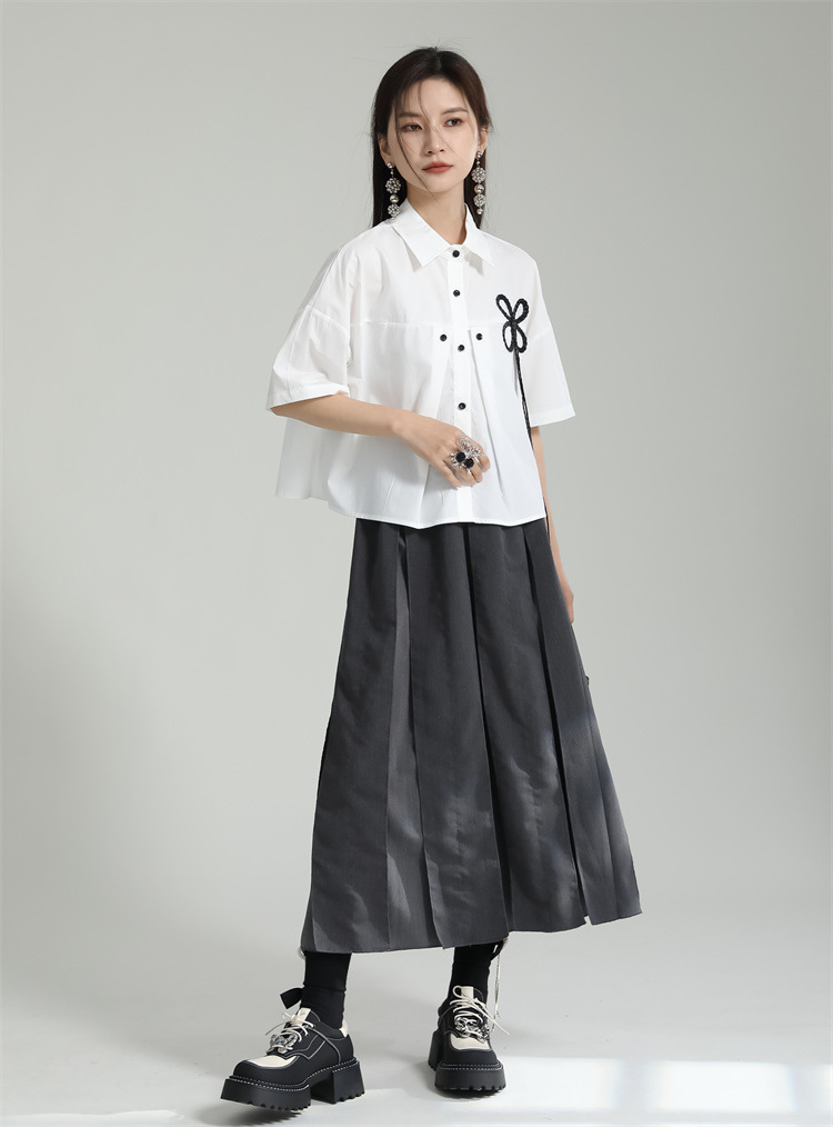 Crimp irregular skirt splice high waist short skirt