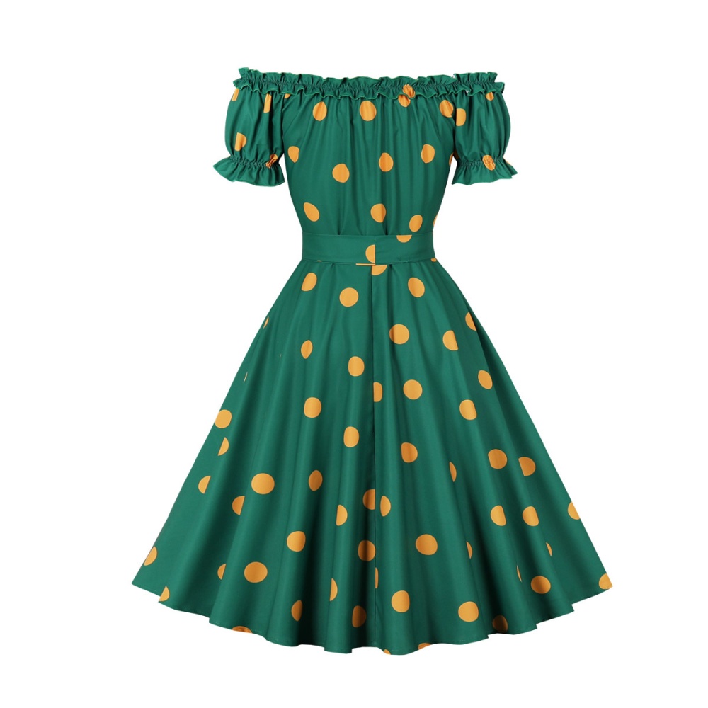 Polka dot summer flat shoulder dress for women