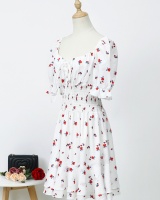 Chiffon floral drawstring fashion slim summer dress