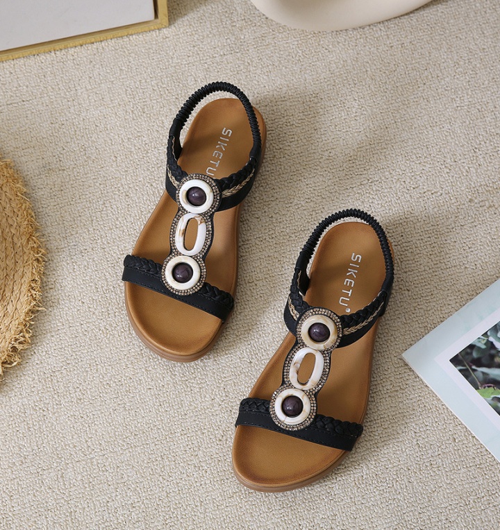 Rhinestone Bohemian style flattie vacation sandals