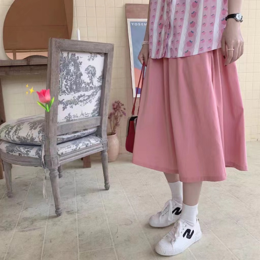 Summer long skirt elastic waist skirt for women