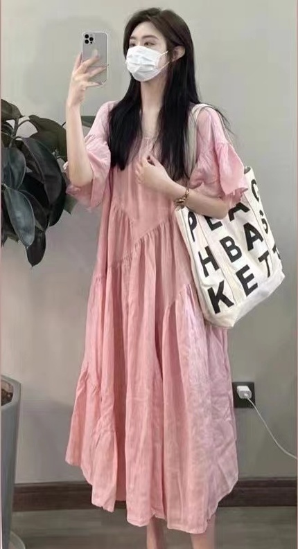 Fashion and elegant pink dress lady long dress for women