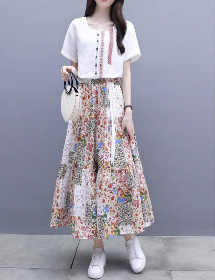 Summer skirt large yard dress 2pcs set for women