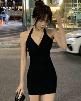 Korean style spring and summer sexy slim spicegirl halter dress