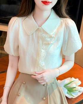 Summer puff sleeve shirt France style tops for women