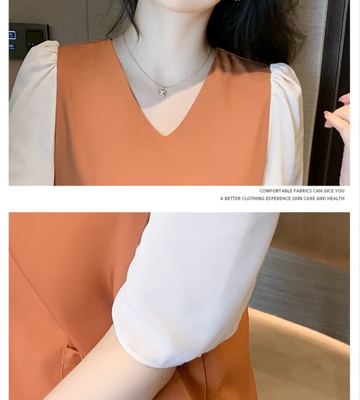 V-neck simple T-back short sleeve temperament dress