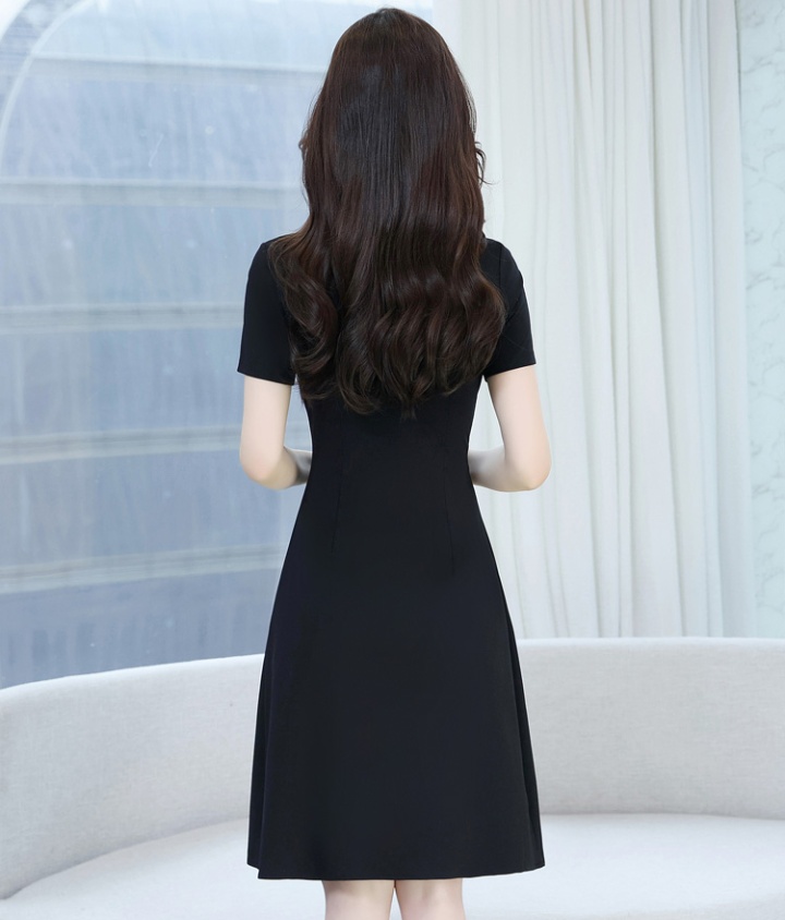 V-neck slim short sleeve summer dress for women