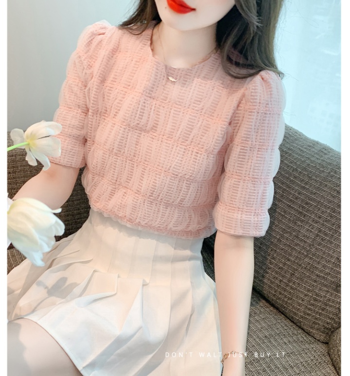 Western style pink chiffon shirt short sleeve shirts