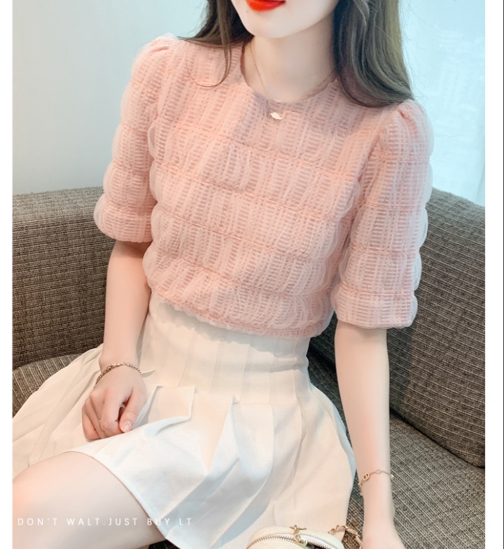 Western style pink chiffon shirt short sleeve shirts