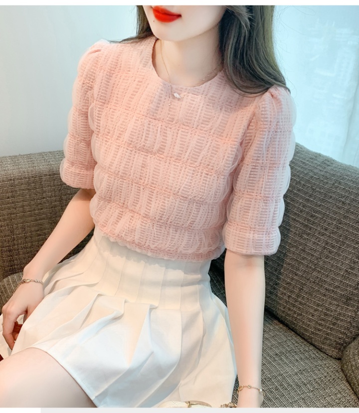 Western style pink chiffon shirt short sleeve shirts