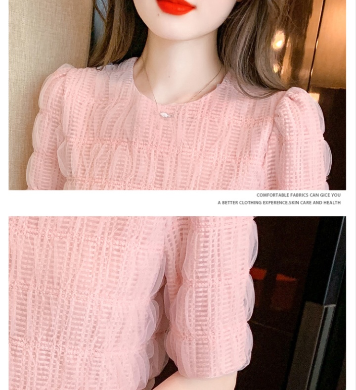 Western style pink chiffon shirt short sleeve shirts