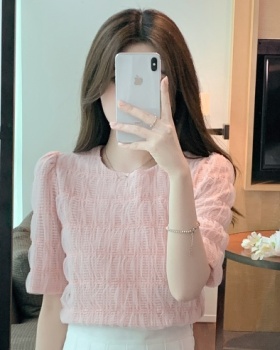 Western style pink chiffon shirt short sleeve shirts