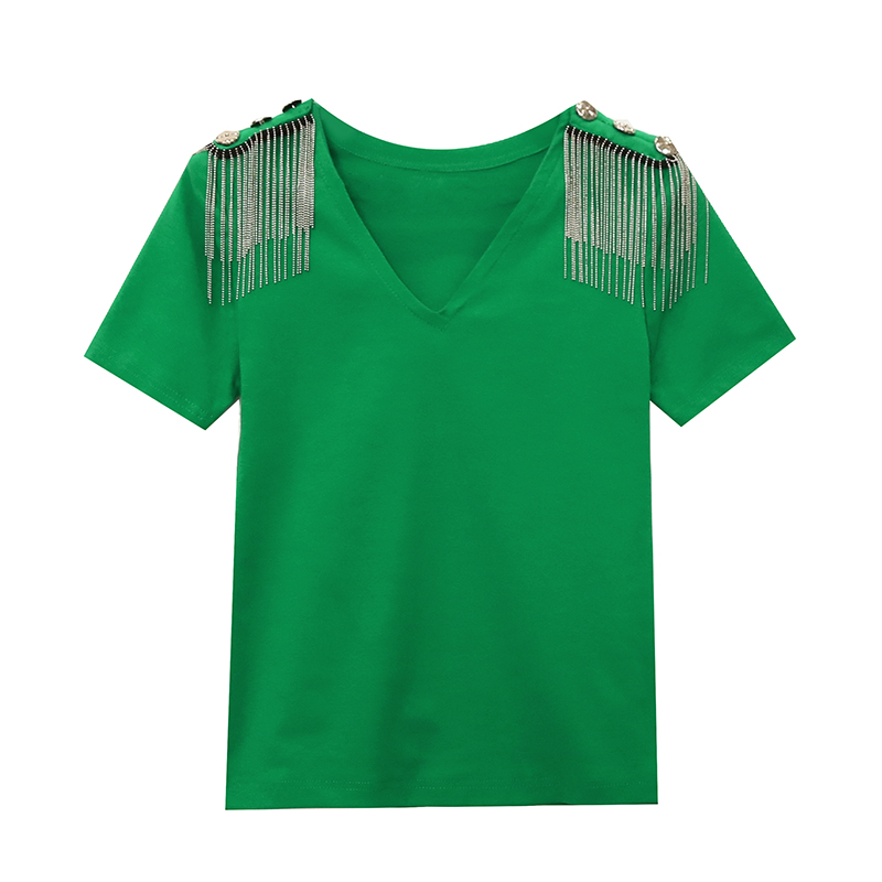 Spring and summer short sleeve V-neck fashion T-shirt