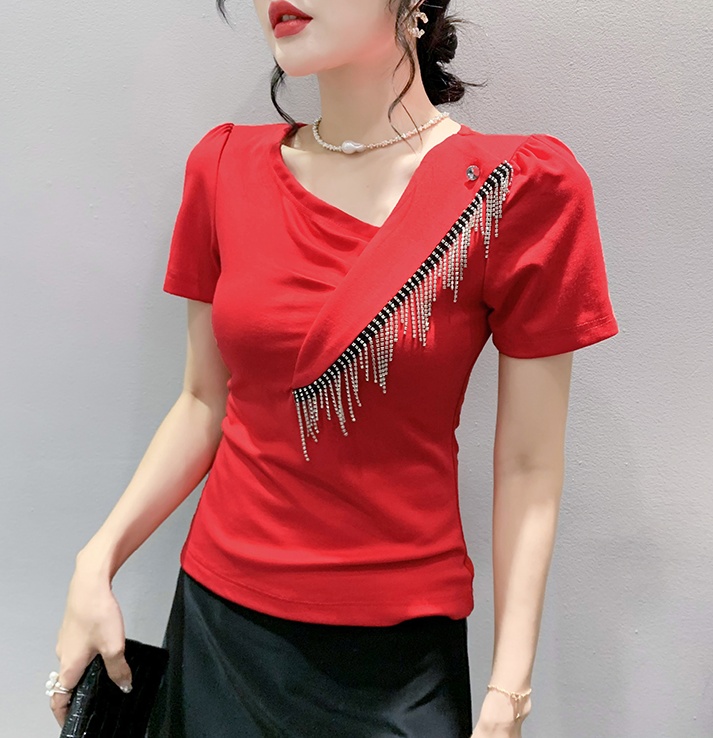 Asymmetry fashion T-shirt classic small shirt for women
