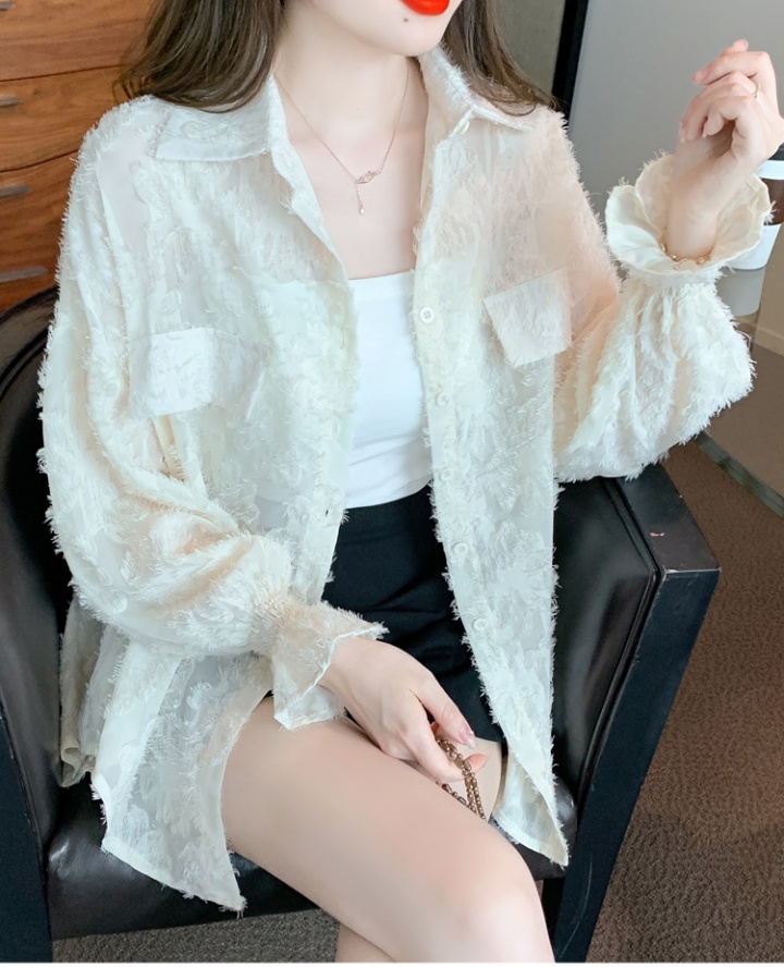 Lace long sleeve thin coat summer sun shirt for women