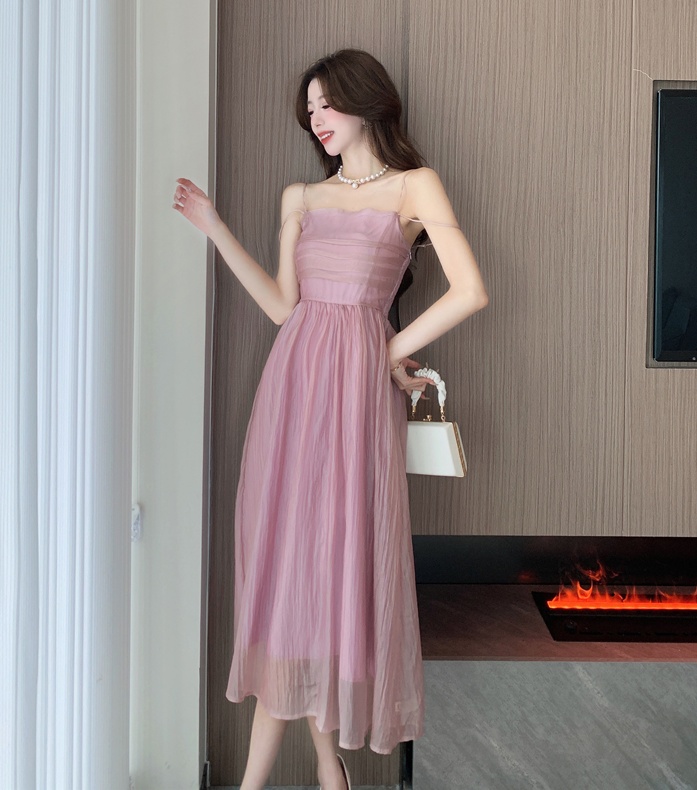 Pinched waist Chinese style dress elegant long dress