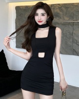 Slim black dress sexy sleeveless T-back for women