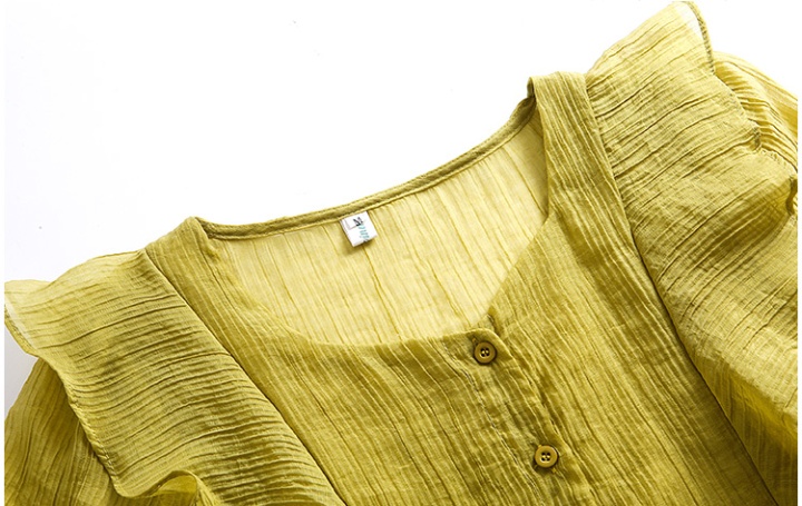 Summer short sleeve chiffon square collar shirt for women
