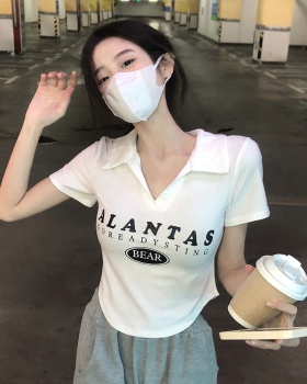 Summer short sleeve V-neck pure cotton T-shirt