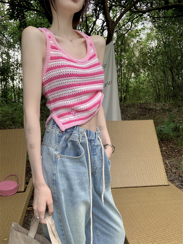 Small sling bottoming vest pink spicegirl short tops