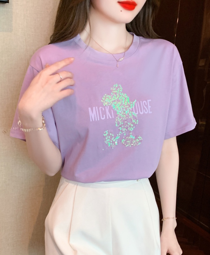 Round neck simple letters tops summer loose T-shirt