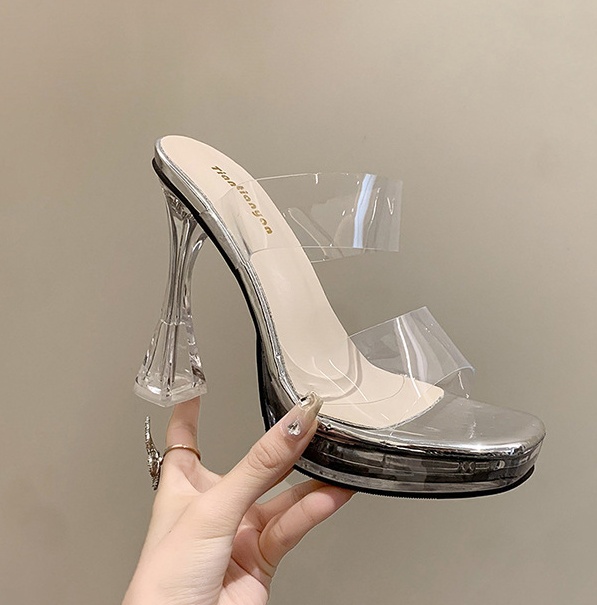 Casual transparent summer sandals fashion thick slippers