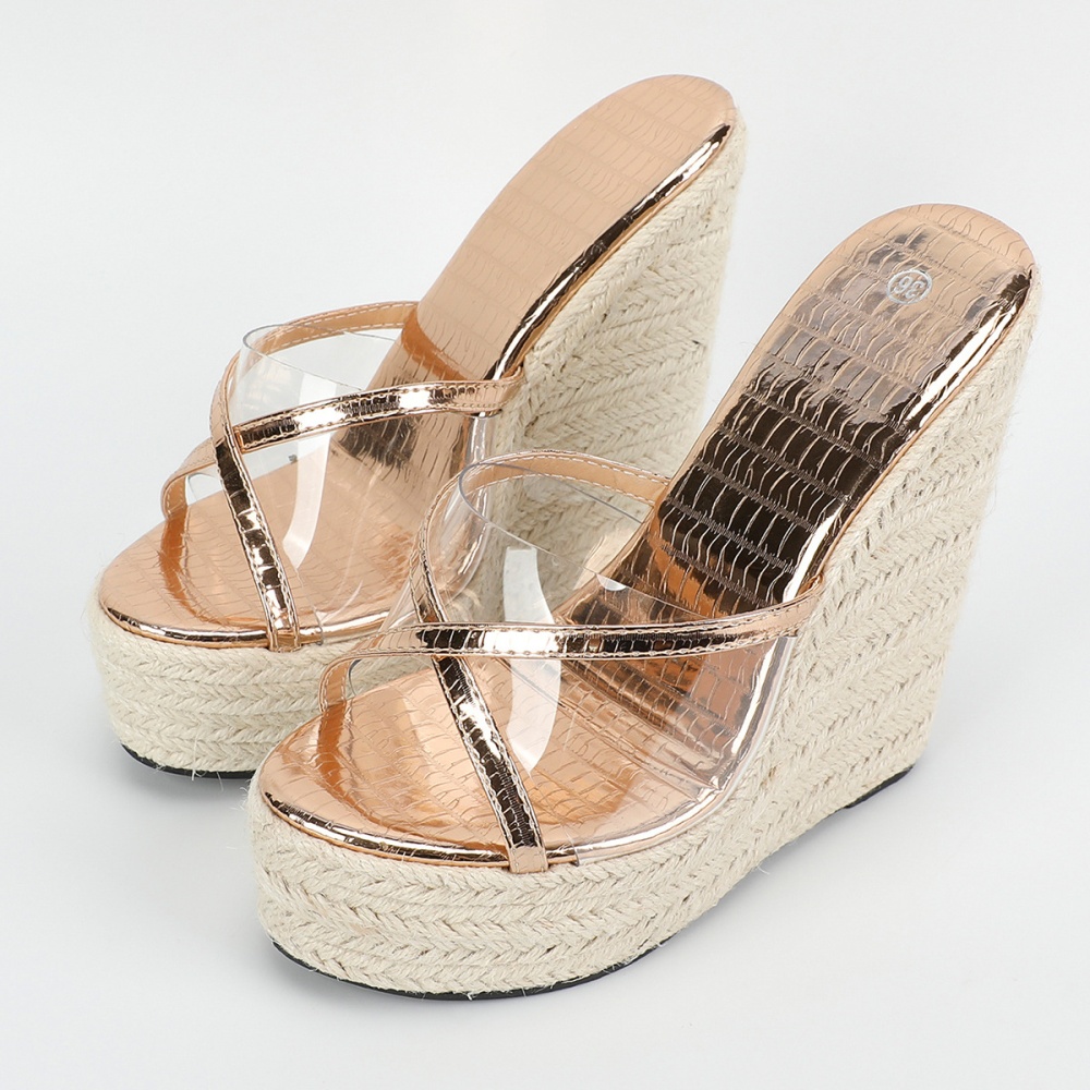 Sexy simple weaving slippers very high European style platform