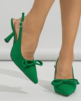 Fine-root green high-heeled shoes pointed sandals for women