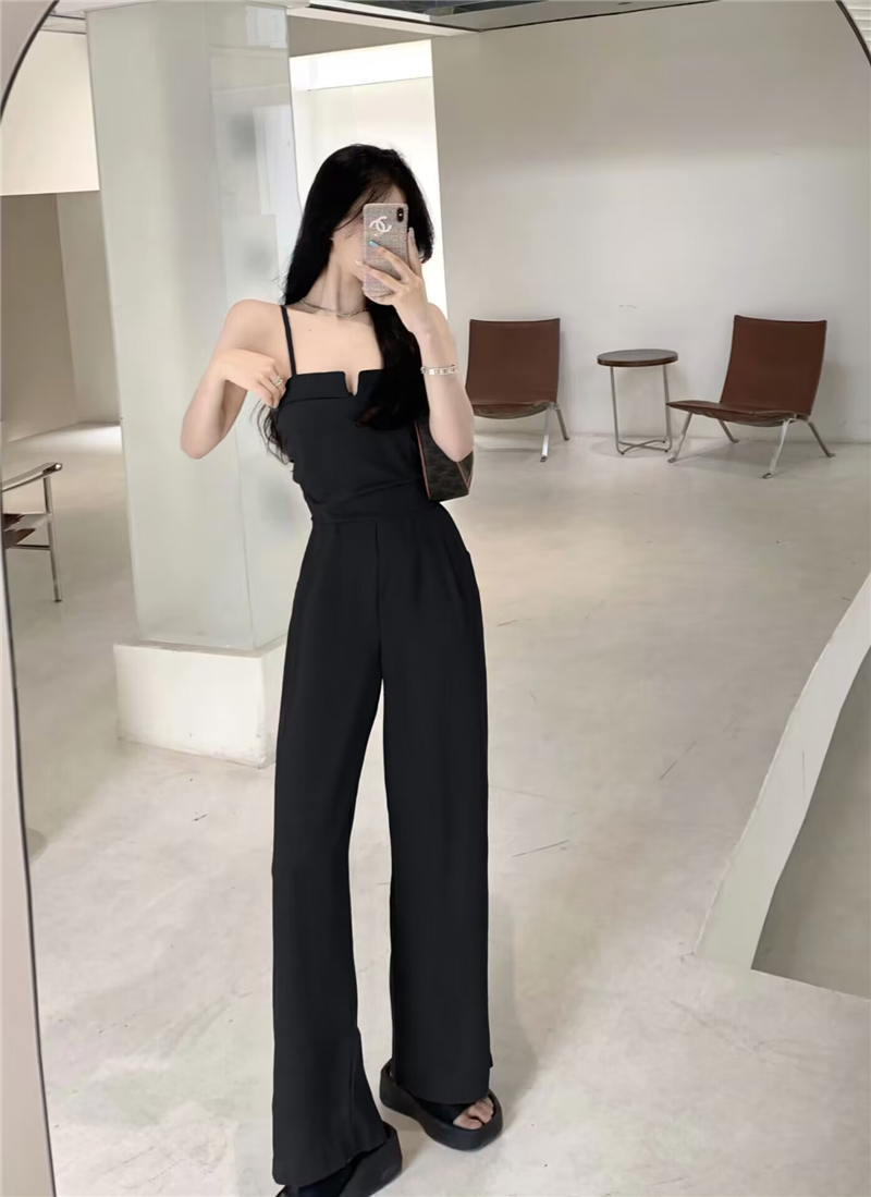 High waist jumpsuit temperament wide leg pants