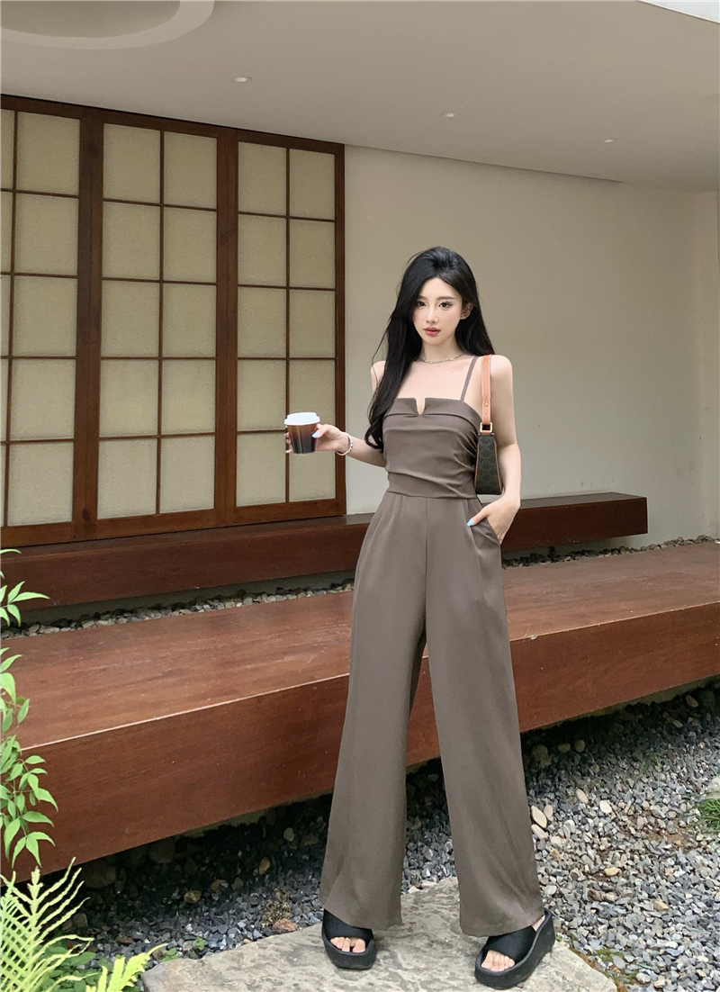 High waist jumpsuit temperament wide leg pants