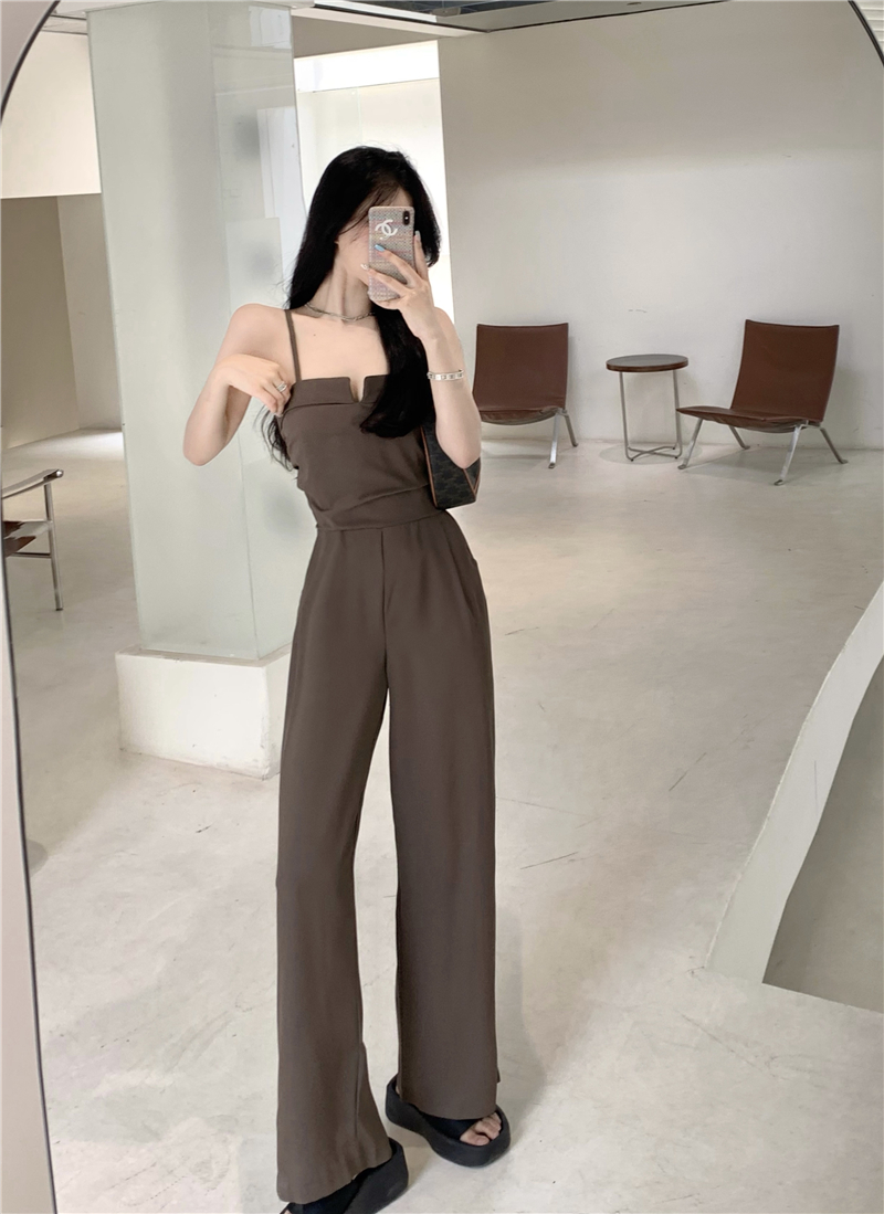 High waist jumpsuit temperament wide leg pants