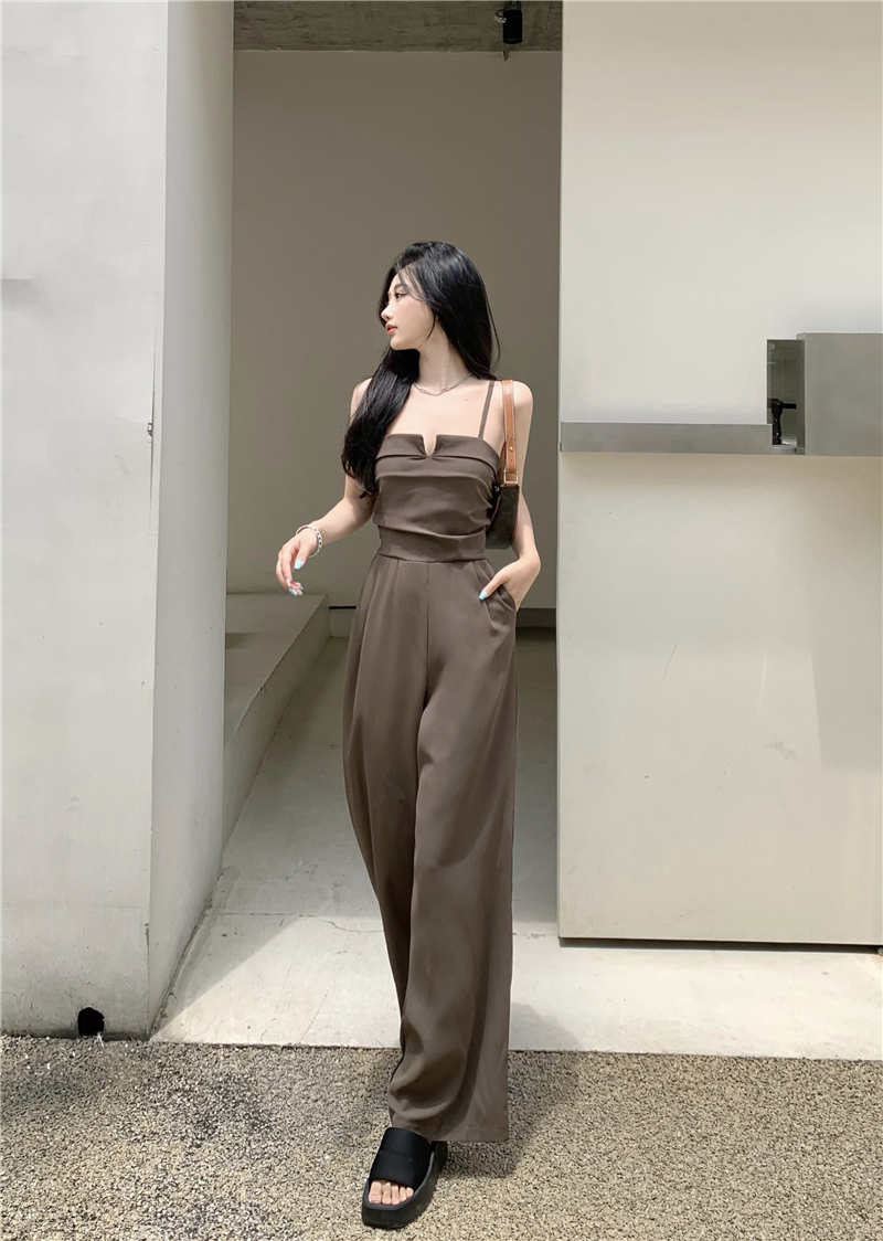 High waist jumpsuit temperament wide leg pants