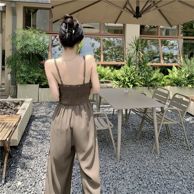 High waist jumpsuit temperament wide leg pants