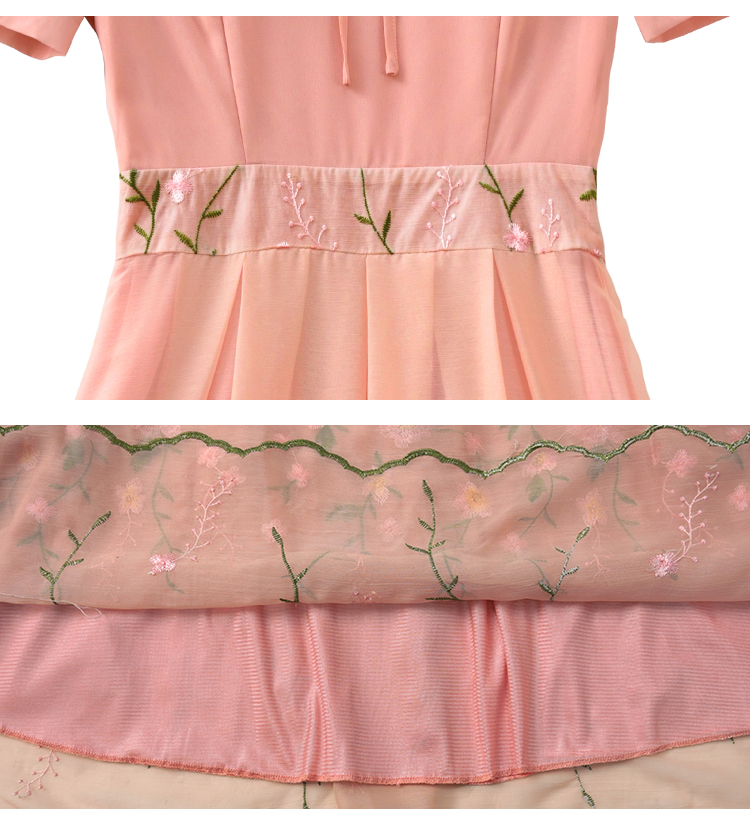 Slim embroidered summer splice temperament chiffon dress