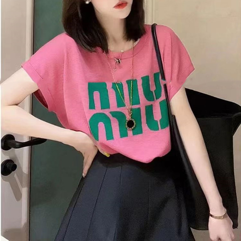 Letters slim T-shirt summer all-match tops for women
