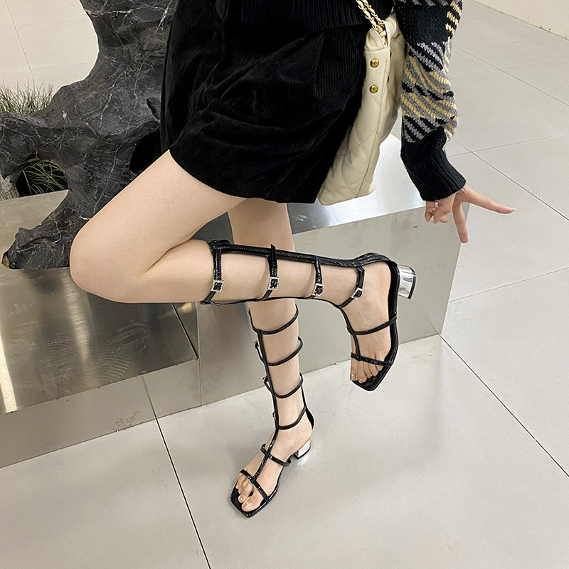 Summer square head shoes rome fine band sandals for women