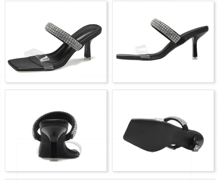 Summer fine-root slippers rhinestone sandals for women