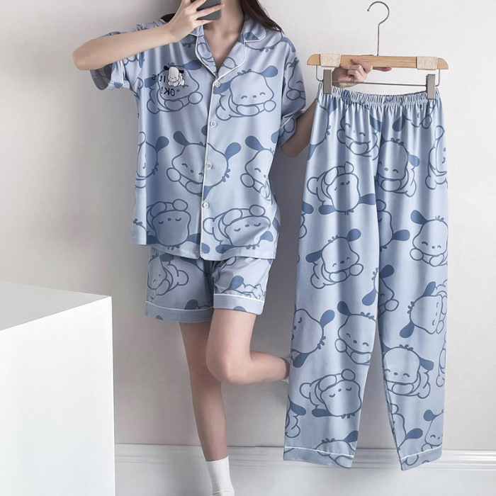 Lovely long pants summer cardigan 3pcs set for women