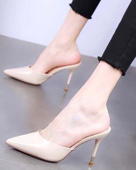 Nude color high-heeled shoes fashion slippers for women